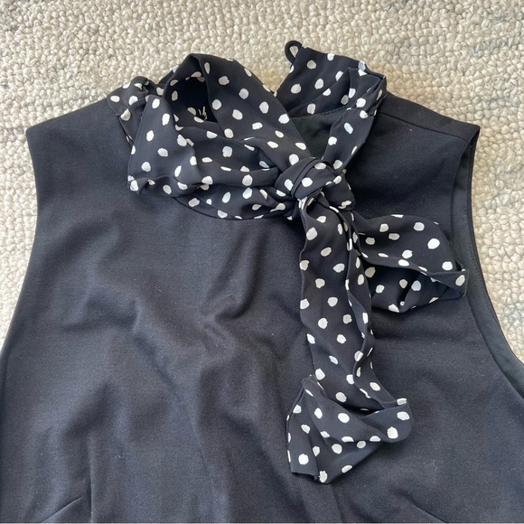 Sara Campbell black knit sheath dress with polka dot neck tie - Picture 2 of 5